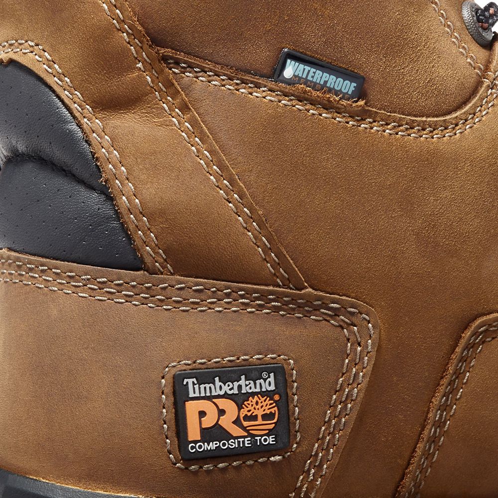 Timberland Μποτακια Εργασίας Ανδρικα Καφε/Μαυρα - Pro® Boondock 8\" Comp Toe - Greece 7148652-FQ